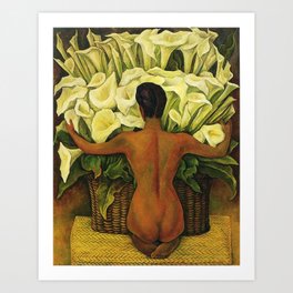 Nude with Calla Lilies by Deigo Rivera Art Print