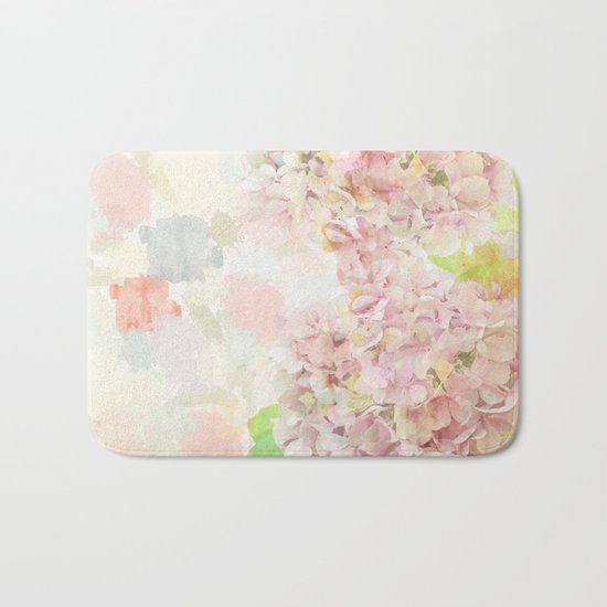 Pink Hydrangeas on a soft pastel abstract background Bath Mat