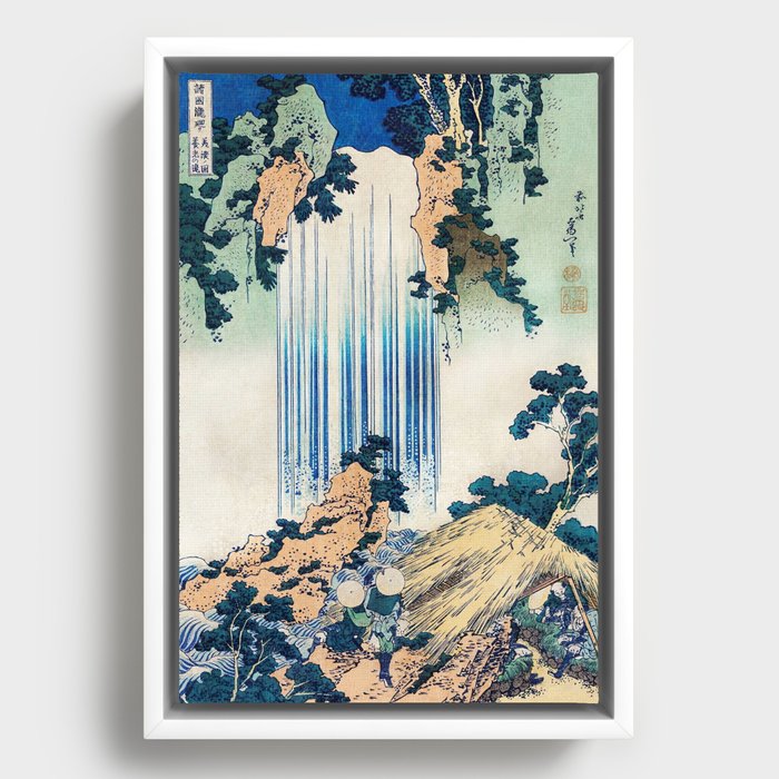 Yoro Waterfall by Hokusai Framed Canvas