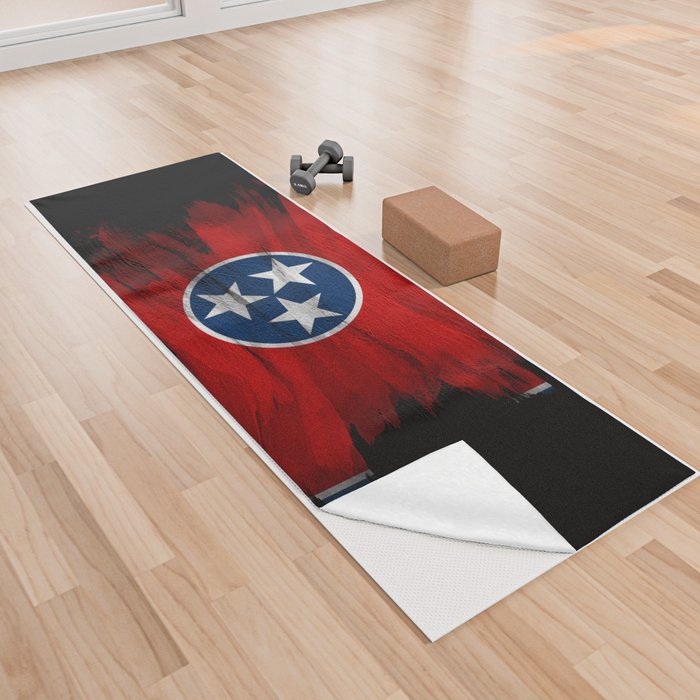Tennessee state flag brush stroke, Tennessee flag background Yoga Towel