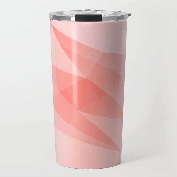 Pantone Living Coral Color of the Year 2019 on Abstract Geometric Shape Pattern Travel Mug
