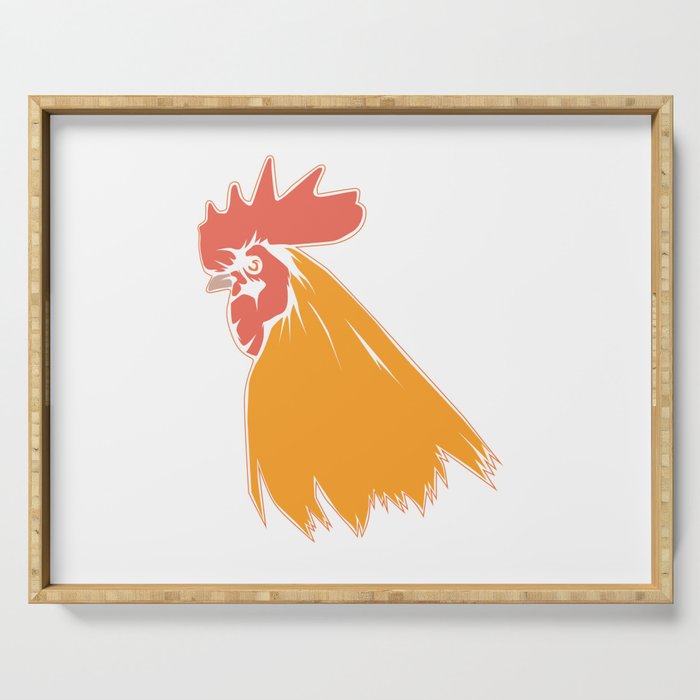 Rooster Cock Head Feather Chicken Bird Gift Serving Tray