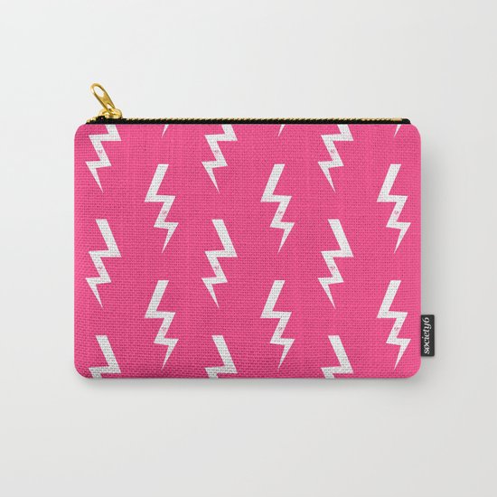 Bolts lightening bolt pattern pink and white minimal cute patterned gifts Carry-All Pouch