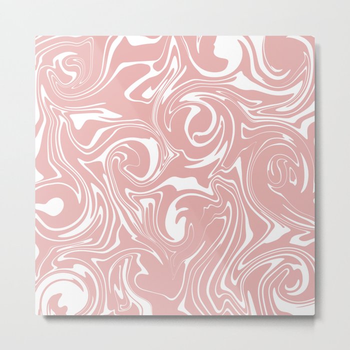 Spill - Pink and White Metal Print
