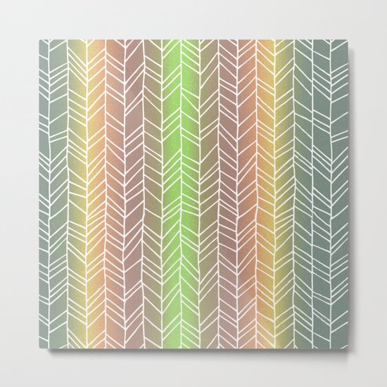 Colorful Rainbow Feather Pattern Metal Print
