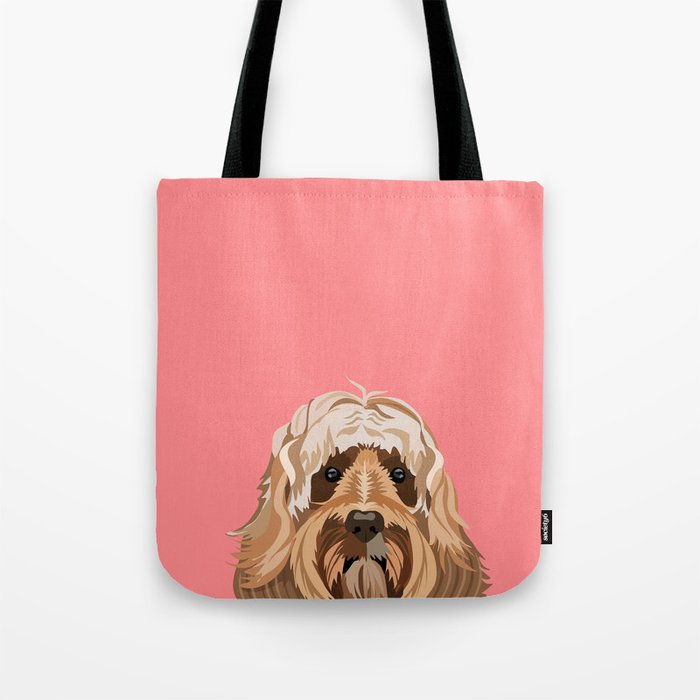 Labradoodle portrait blush dog portrait cute art gifts for dog breed lovers Tote Bag