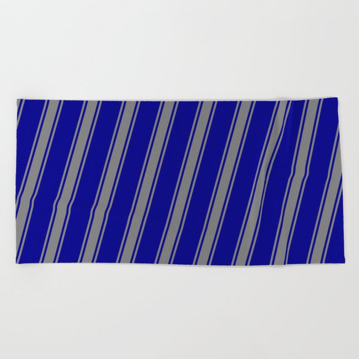 Dark Blue & Grey Colored Striped Pattern Beach Towel