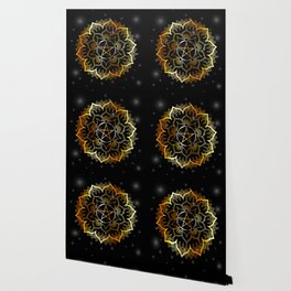 Golden decorative floral mandala sacred geometry Wallpaper