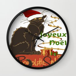Joyeux Noel Le Chat Noir Christmas Parody Wall Clock