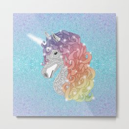 Unicorn Metal Print | Pastel, Drawing, Pony, Rainbow, Ornate, Cute, Illustration, Stars, Artlovepassion, Unicorn 