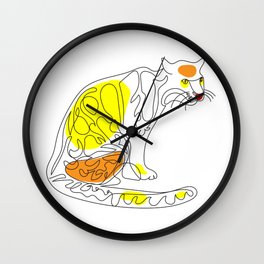 Indochinese Clouded Leopard - One Line Cat Wall Clock
