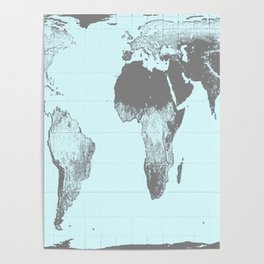 World Map : Gall Peters Aqua Poster