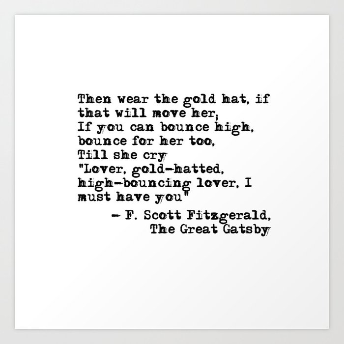 Epigraph - The Great Gatsby - Fitzgerald quote Art Print