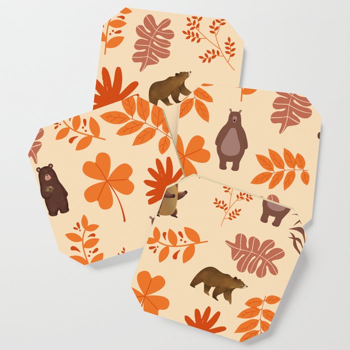 Automn leaves motif-Automn Fall Leaves Pattern Coaster
