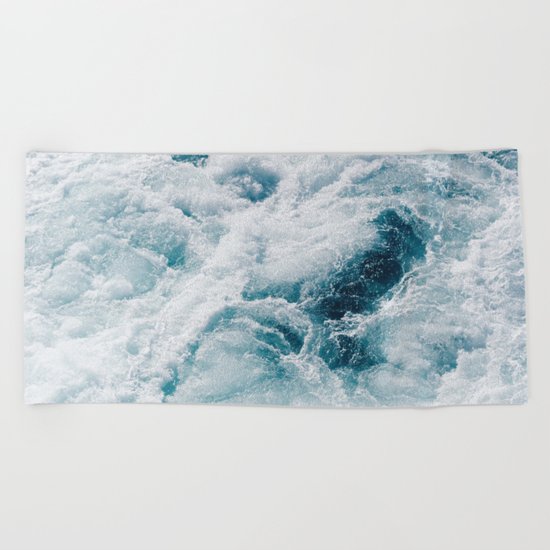 sea - midnight blue storm Beach Towel