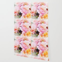 Dusky Pink Roses in Bloom Wallpaper