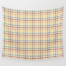 Multi Check 2 - red teal orange yellow Wall Tapestry