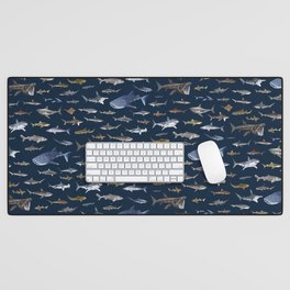 SHARKS poster-navy blue Desk Mat