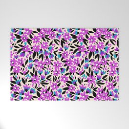 10 Pretty pattern in small flower. Small purple flowers. White background. Welcome Mat