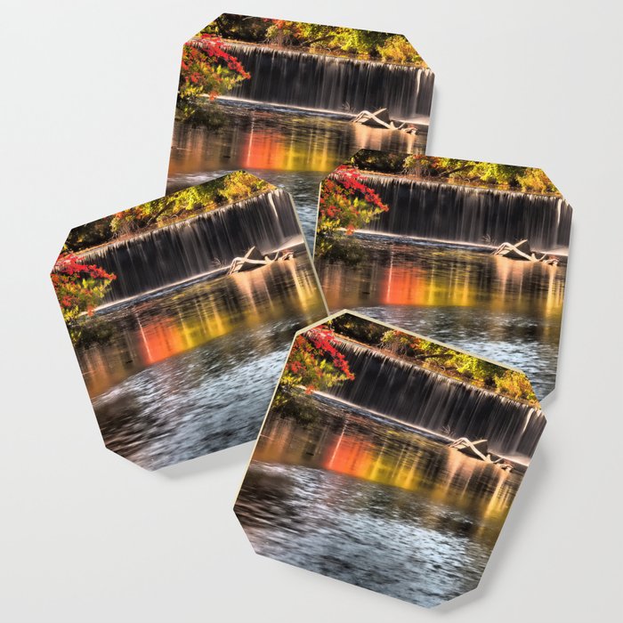 Waterfall Reflections of Autumn in New England Coaster