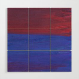 Abstract Red Blue Minimalist Painting Wood Wall Art