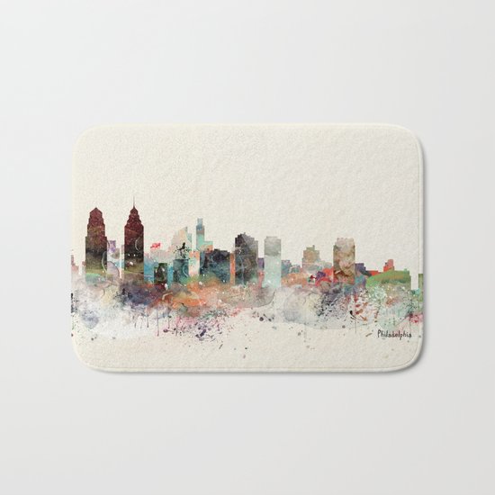 philadelphia pennsylvania skyline Bath Mat