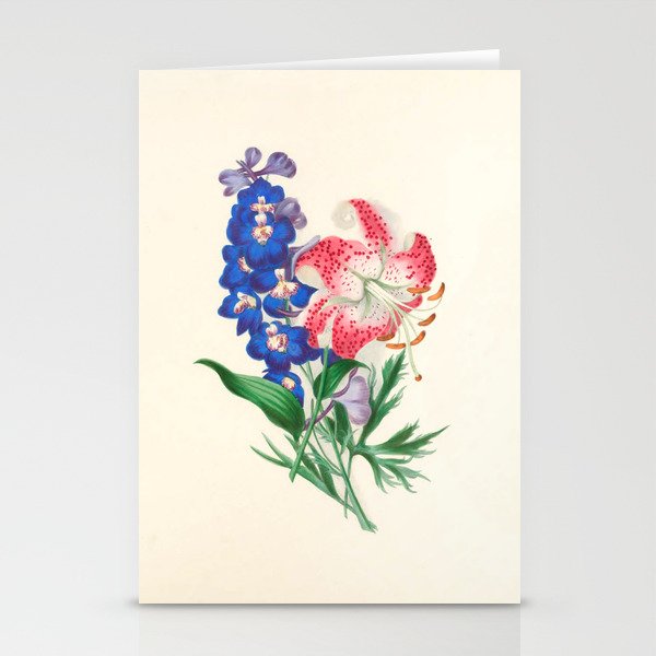  Larkspur and Japan lily by Clarissa Munger Badger, 1866 (benefitting The Nature Conservancy) Stationery Cards