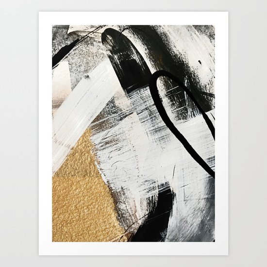 Armor 9 A Minimal Abstract Piece In Black White And Gold By