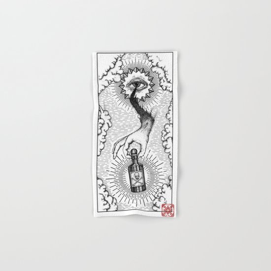Sky god passing on the elixir of death to defeat ones enemies. Hand & Bath Towel
