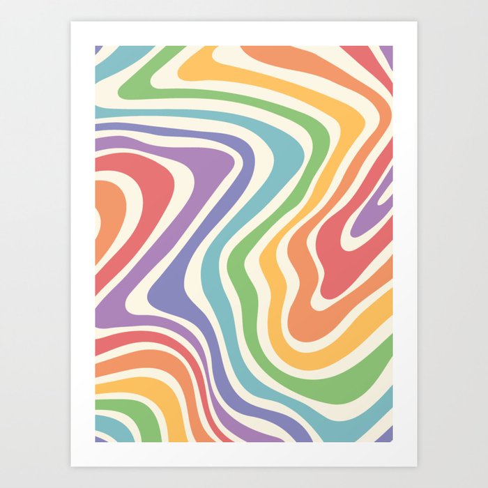 Colorful Rainbow Warp Swirl Lines I Art Print