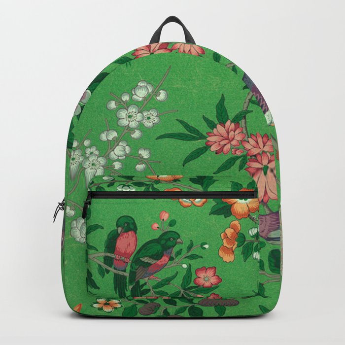 Chinoiserie Magpie Botanical Garden Bright Green Backpack