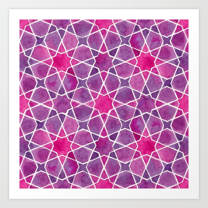 Watercolor - Islamic Geometry Art Print