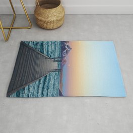 Sunset Over the Mountains | Surreal Landscape Collage Area & Throw Rug