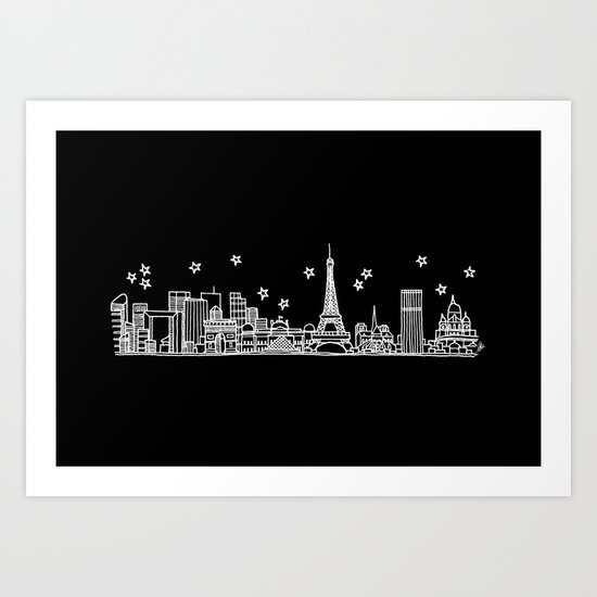 Paris, France City Skyline Art Print