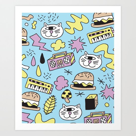Cat Jams Art Print