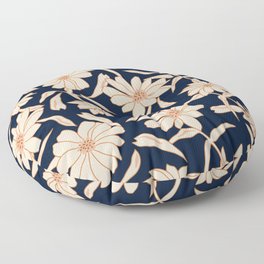 Charismatic Floral on Navy Blue Floor Pillow