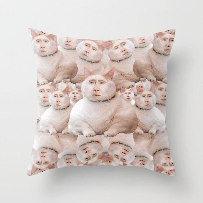 cage cat collage Throw Pillow
