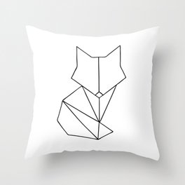 Geometric Fox - Black Throw Pillow