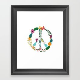 Floral Peace Sign Framed Art Print