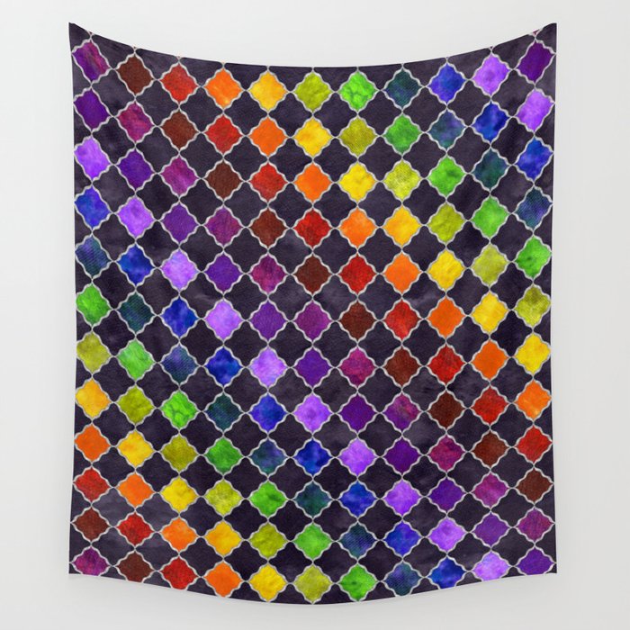 Rainbow Arabesque Digital Quilt Wall Tapestry