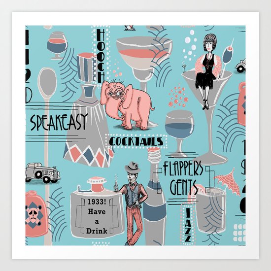 Prohibition Era, Cocktails, Anyone? Art Print
