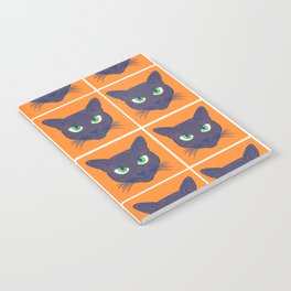 Retro Periwinkle Cats on Orange Halftone Pattern Notebook