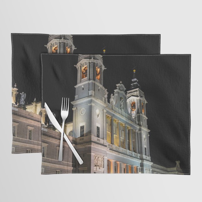 Spain Photography - Catedral De La Almudena Under The Night Sky Placemat