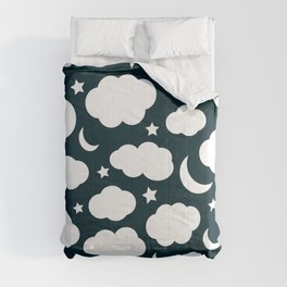 Night sky with puffy clouds Comforter