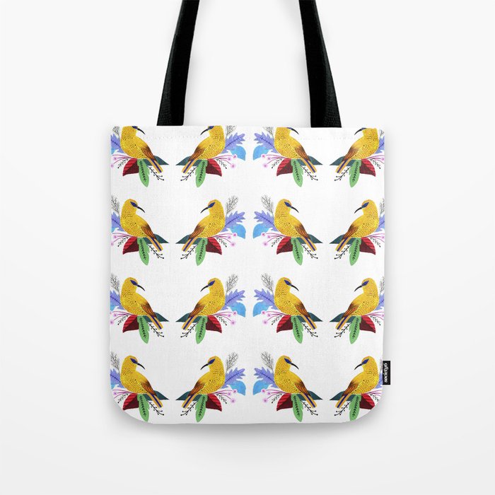 Yellow bird pattern Tote Bag