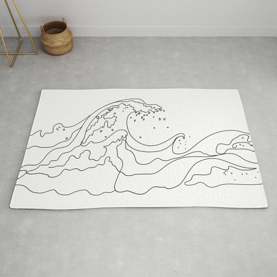 Minimal Line Art Ocean Waves Rug By Nadja1 Society6