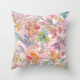 Light Pink Floral Watercolor Throw Pillow