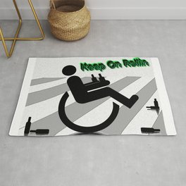 Keep On Rollin Rug | Blackandwhite, Handicap, Graphicdesign, Rolling, Party, Chair, Beer, Street, Keeponrollin, Rollin 