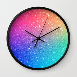 Glitter Rainbow Mermaid Sparkle Ombre Wall Clock