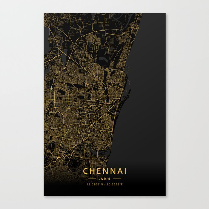 Chennai, India - Gold Canvas Print